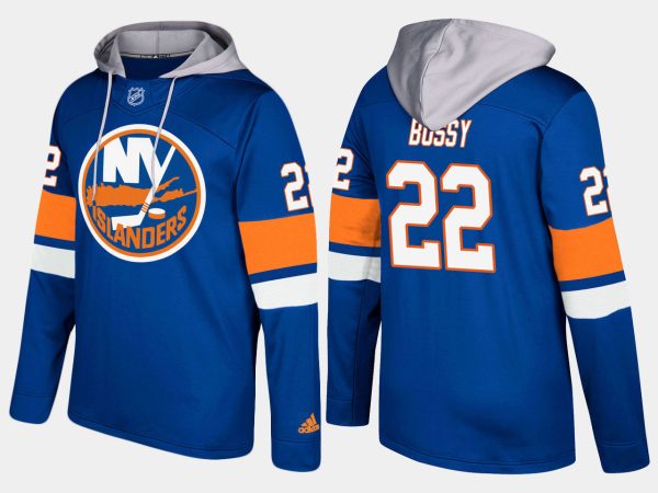 Sleek Islanders #22 Mike Bossy Blue Name And Number Hoodie to show your team spirit