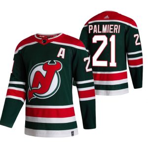 Stunning New Jersey Devils #21 Kyle Palmieri Green Men's Adidas 2020 21 Reverse Retro Alternate NHL Jersey to show your team spirit