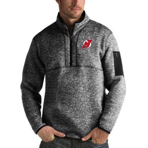 Sleek New Jersey Devils Antigua Fortune Quarter Zip Pullover Jacket Charcoal to stand out at the arena