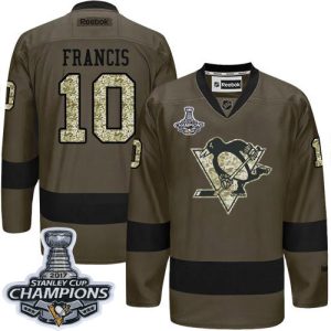 Impressive Penguins #10 Ron Francis Green Salute to Service 2017 Stanley Cup Finals Champions Stitched NHL Jersey to stand out at the arena