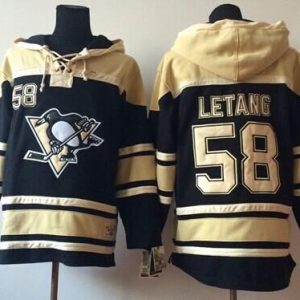Sleek Penguins #58 Kris Letang Black Sawyer Hooded Sweatshirt Stitched NHL Jersey a must - have for collectors
