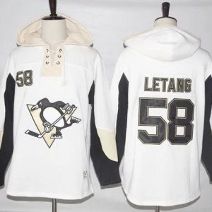Unique Penguins #58 Kris Letang White Pullover Hoodie Stitched NHL Jersey a must - have for collectors
