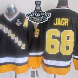 Impressive Penguins #68 Jaromir Jagr Black/Yellow CCM Throwback 2017 Stanley Cup Finals Champions Stitched NHL Jersey for ultimate sports enthusiasts