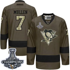 Unique Penguins #7 Joe Mullen Green Salute to Service 2017 Stanley Cup Finals Champions Stitched NHL Jersey perfect for game days
