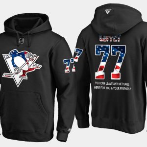 Impressive Penguins #77 Paul Coffey NHL Banner Wave Usa Flag Black Hoodie perfect for game days
