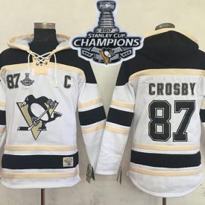Stunning Penguins #87 Sidney Crosby White Sawyer Hooded Sweatshirt 2017 Stanley Cup Finals Champions Stitched NHL Jersey to show your team spirit