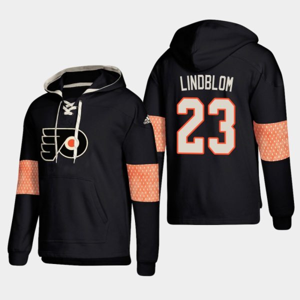 Fantastic Philadelphia Flyers #23 Oskar Lindblom Black adidas Lace Up Pullover Hoodie to stand out at the arena