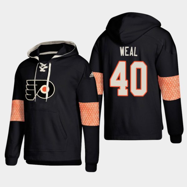 Stunning Philadelphia Flyers #40 Jordan Weal Black adidas Lace Up Pullover Hoodie to stand out at the arena