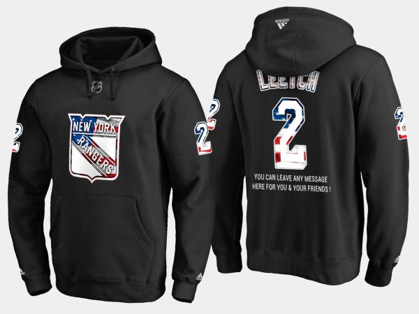 Fantastic Rangers #2 Brian Leetch NHL Banner Wave Usa Flag Black Hoodie perfect for game days