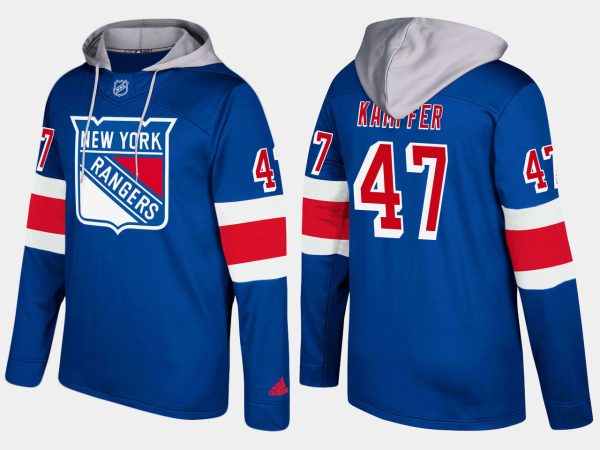 Unique Rangers #47 Steven Kampfer Blue Name And Number Hoodie to complete your fan gear collection