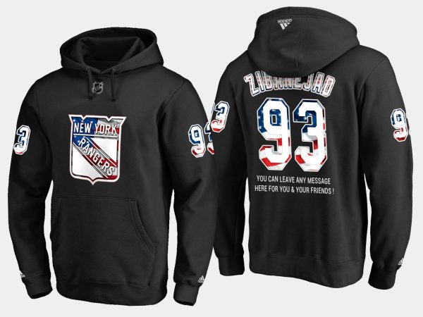 Amazing Rangers #93 Mika Zibanejad NHL Banner Wave Usa Flag Black Hoodie a must - have for collectors
