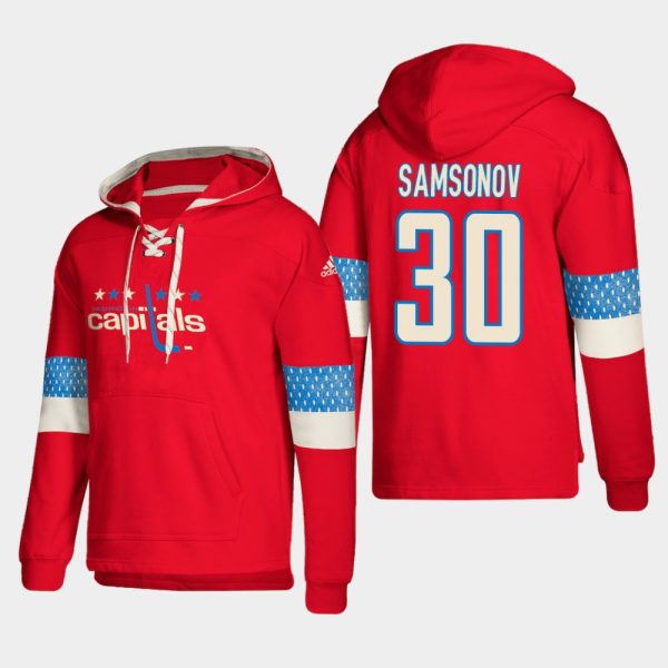 Stunning Washington Capitals #30 Ilya Samsonov Red adidas Lace Up Pullover Hoodie a must - have for collectors