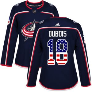 Amazing Adidas Blue Jackets #18 Pierre Luc Dubois Navy Blue Home Authentic USA Flag Women's Stitched NHL Jersey perfect for game days