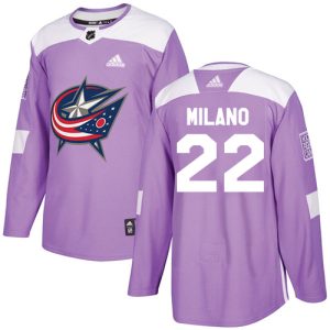 Fantastic Adidas Blue Jackets #22 Sonny Milano Purple Authentic Fights Cancer Stitched Youth NHL Jersey to show your team spirit