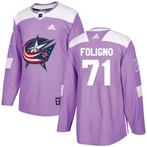 Stylish Adidas Blue Jackets #71 Nick Foligno Purple Authentic Fights Cancer Stitched Youth NHL Jersey for die - hard hockey fans