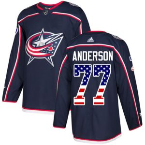 Stylish Adidas Blue Jackets #77 Josh Anderson Navy Blue Home Authentic USA Flag Stitched NHL Jersey to show your team spirit