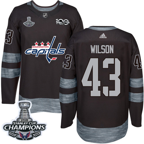 Stunning Adidas Capitals #43 Tom Wilson Black 1917 2017 100th Anniversary Stanley Cup Final Champions Stitched NHL Jersey a must - have for collectors