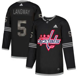 Impressive Adidas Capitals #5 Rod Langway Black Authentic Classic Stitched NHL Jersey for die - hard hockey fans