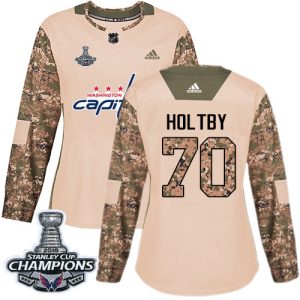 Stunning Adidas Capitals #70 Braden Holtby Camo Authentic 2017 Veterans Day Stanley Cup Final Champions Women's Stitched NHL Jersey to stand out at the arena