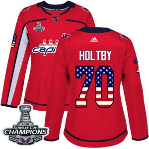 Unique Adidas Capitals #70 Braden Holtby Red Home Authentic USA Flag Stanley Cup Final Champions Women's Stitched NHL Jersey for die - hard hockey fans