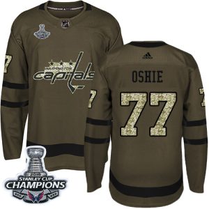 Stunning Adidas Capitals #77 T. J. Oshie Green Salute to Service Stanley Cup Final Champions Stitched Youth NHL Jersey perfect for game days