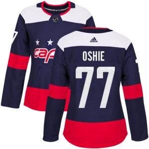 Stylish Adidas Capitals #77 T.J. Oshie Navy Authentic 2018 Stadium Series Women's Stitched NHL Jersey to show your team spirit