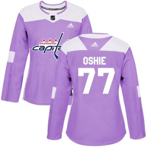 Gorgeous Adidas Capitals #77 T.J. Oshie Purple Authentic Fights Cancer Women's Stitched NHL Jersey perfect for game days