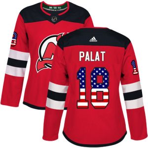 Unique Adidas Devils #18 Ondrej Palat Red Home Authentic USA Flag Women's Stitched NHL Jersey to stand out at the arena