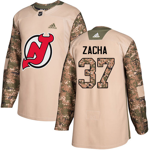 Stylish Adidas Devils #37 Pavel Zacha Camo Authentic 2017 Veterans Day Stitched NHL Jersey a must - have for collectors