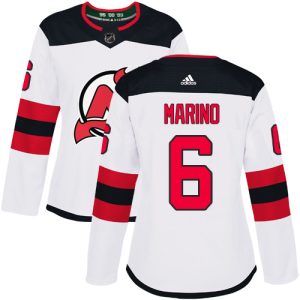 Stylish Adidas Devils #6 John Marino White Road Authentic Women's Stitched NHL Jersey to complete your fan gear collection
