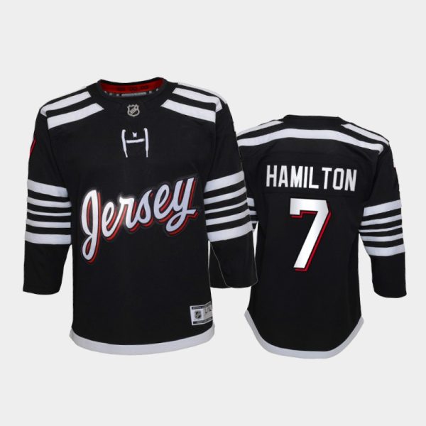 Stunning Adidas Devils #7 Dougie Hamilton Youth 2021 22 Alternate Game NHL Jersey Black a must - have for collectors