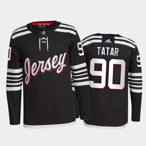 Fantastic Adidas Devils #90 Tomas Tatar Men's 2021 22 Alternate Authentic NHL Jersey Black for die - hard hockey fans