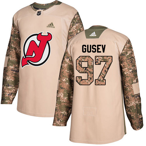 Sleek Adidas Devils #97 Nikita Gusev Camo Authentic 2017 Veterans Day Stitched NHL Jersey for die - hard hockey fans