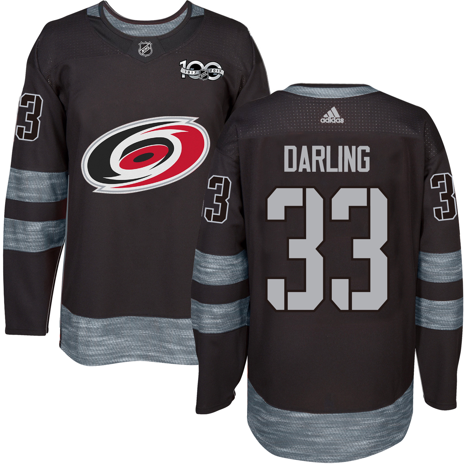 Sleek Adidas Hurricanes #33 Scott Darling Black 1917 2017 100th Anniversary Stitched NHL Jersey perfect for game days