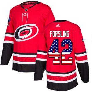 Impressive Adidas Hurricanes #42 Gustav Forsling Red Home Authentic USA Flag Stitched Youth NHL Jersey a must - have for collectors