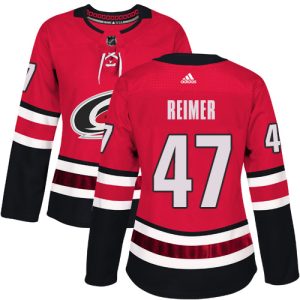Impressive Adidas Hurricanes #47 James Reimer Red Home Authentic Women's Stitched NHL Jersey to stand out at the arena