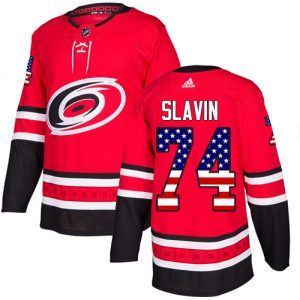 Gorgeous Adidas Hurricanes #74 Jaccob Slavin Red Home Authentic USA Flag Stitched NHL Jersey a must - have for collectors