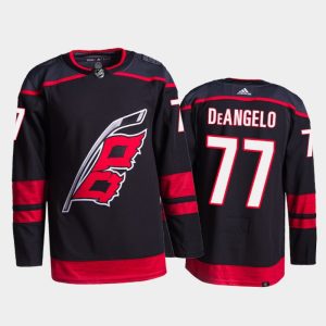 Stylish Adidas Hurricanes #77 Tony Deangelo Men's 2021 22 Alternate Authentic NHL Jersey Black to complete your fan gear collection