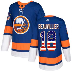 Stylish Adidas Islanders #18 Anthony Beauvillier Royal Blue Home Authentic USA Flag Stitched NHL Jersey to show your team spirit
