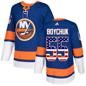 Unique Adidas Islanders #55 Johnny Boychuk Royal Blue Home Authentic USA Flag Stitched Youth NHL Jersey a must - have for collectors