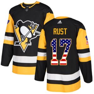 Impressive Adidas Penguins #17 Bryan Rust Black Home Authentic USA Flag Stitched NHL Jersey to show your team spirit