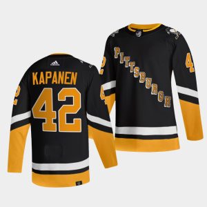 Amazing Adidas Penguins #42 Kasperi Kapanen Men's 2021 22 Alternate Authentic NHL Jersey Black to stand out at the arena