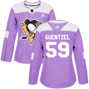 Gorgeous Adidas Penguins #59 Jake Guentzel Purple Authentic Fights Cancer Women's Stitched NHL Jersey to show your team spirit