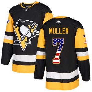 Fantastic Adidas Penguins #7 Joe Mullen Black Home Authentic USA Flag Stitched NHL Jersey to show your team spirit