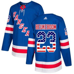 Impressive Adidas Rangers #23 Jeff Beukeboom Royal Blue Home Authentic USA Flag Stitched NHL Jersey for die - hard hockey fans