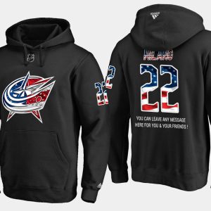 Impressive Blue Jackets #22 Sonny Milano NHL Banner Wave Usa Flag Black Hoodie to show your team spirit