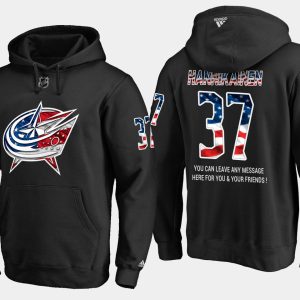 Stunning Blue Jackets #37 Markus Hannikainen NHL Banner Wave Usa Flag Black Hoodie a must - have for collectors