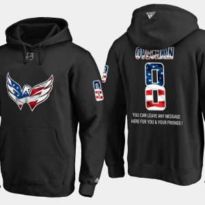 Unique Capitals #8 Alex Ovechkin NHL Banner Wave Usa Flag Black Hoodie to stand out at the arena