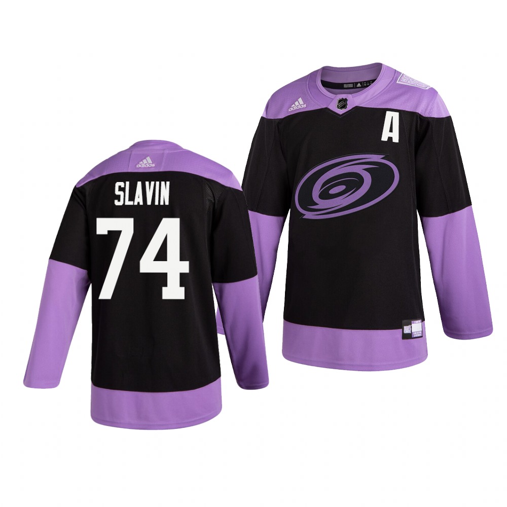 Amazing Carolina Hurricanes #74 Jaccob Slavin Adidas Men's Hockey Fights Cancer Practice NHL Jersey Black to stand out at the arena