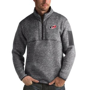 Stunning Carolina Hurricanes Antigua Fortune Quarter Zip Pullover Jacket Black to complete your fan gear collection